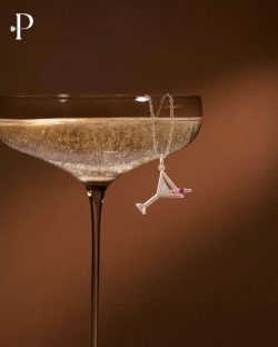 Martini Cocktail Glass Diamond Charm