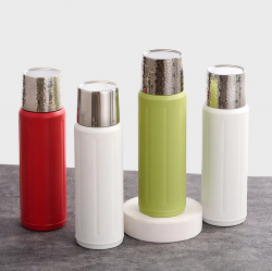 Hammer Pattern Double Vacuum Water Bottle With Tea Strainer