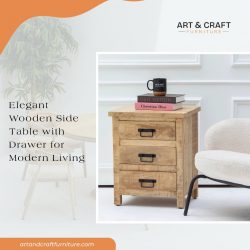 Elegant Wooden Side Table with Drawer for Modern Living