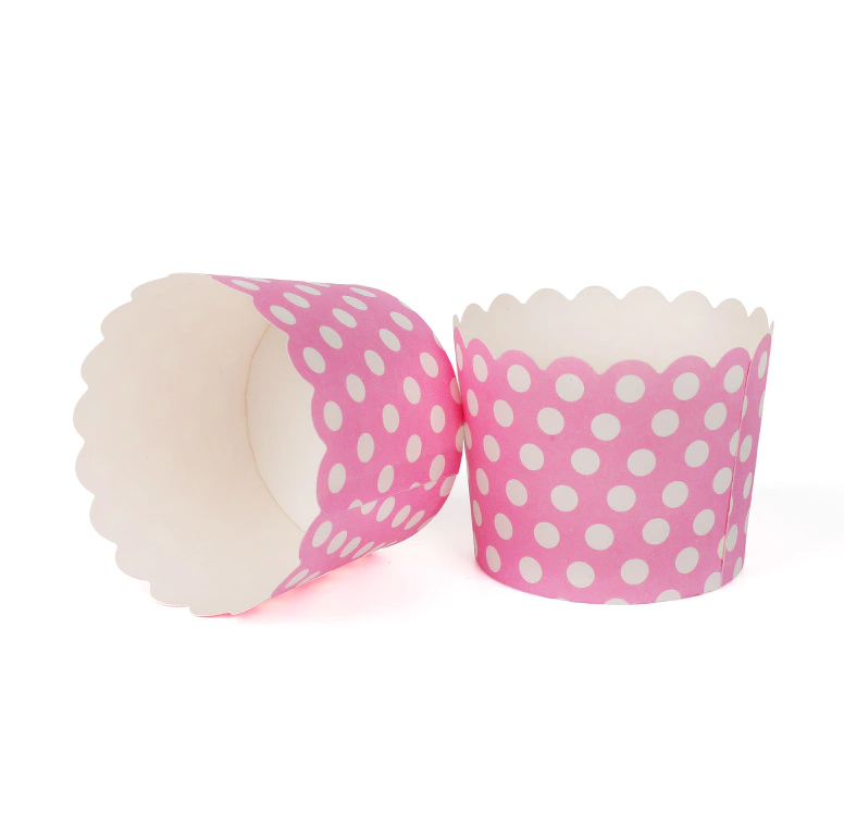 Pink Dot Style PE Coated Baking Paper Cupcake Liners