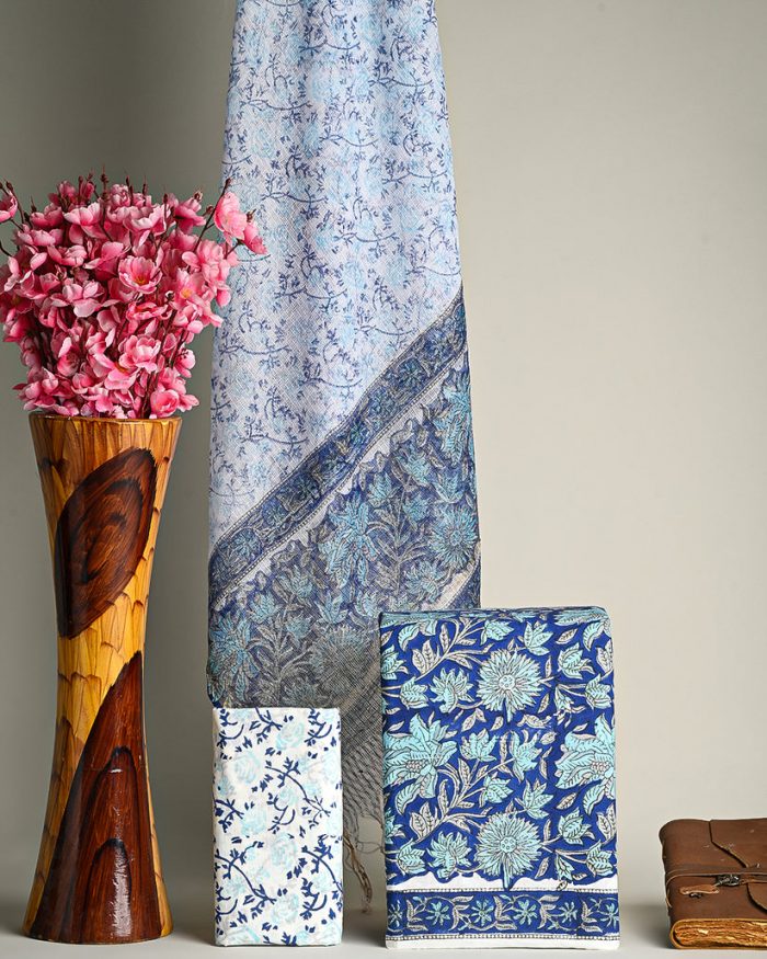 Shop Stylish Cotton Suit with Kota Doria Dupatta Online