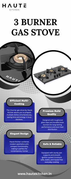 Premium 3 Burner Gas Stove by Haute Kitchen
