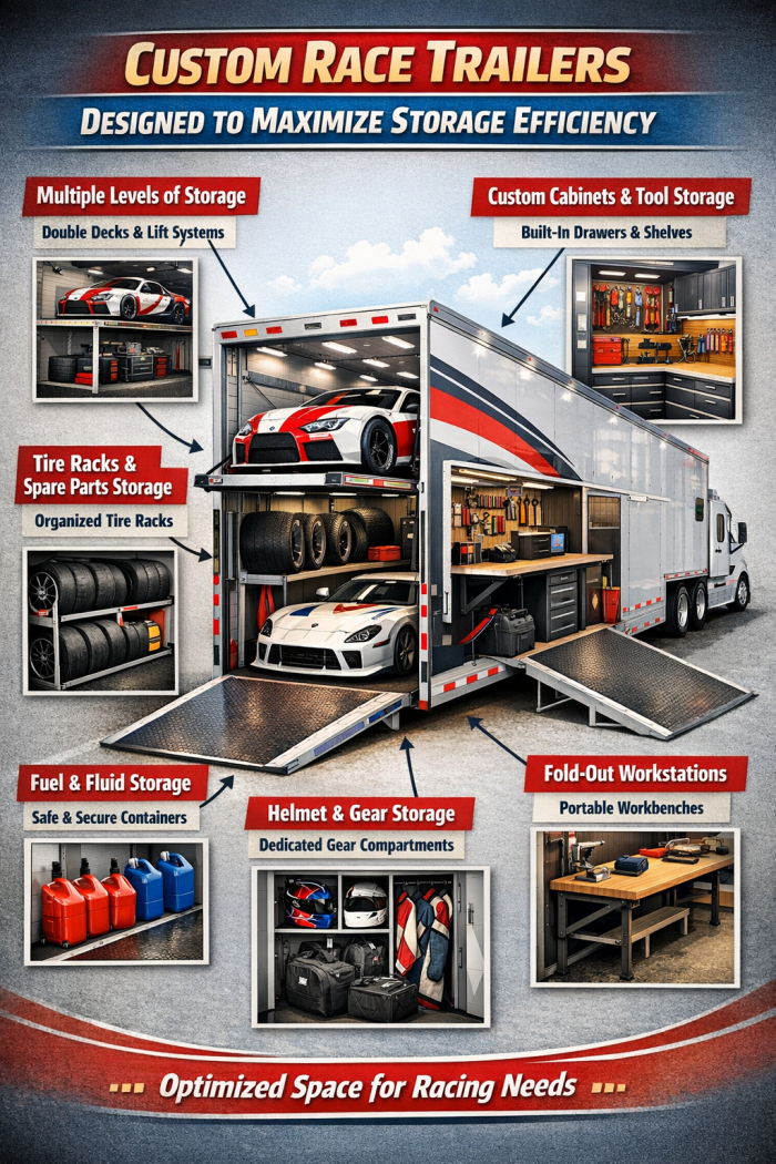 Custom Race Trailers Designed to Maximize Storage Efficiency