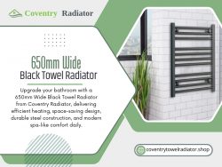 650mm Wide Black Towel Radiator