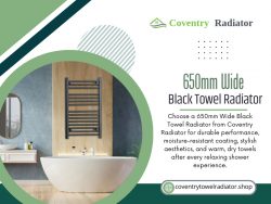 650mm Wide Black Towel Radiators
