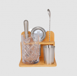 6-Piece Cocktail mixology cocktail kit with Bamboo Stand