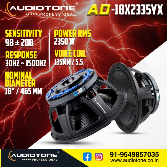 Audiotone AD-18X2335YX | Professional Subwoofer – 2350W RMS