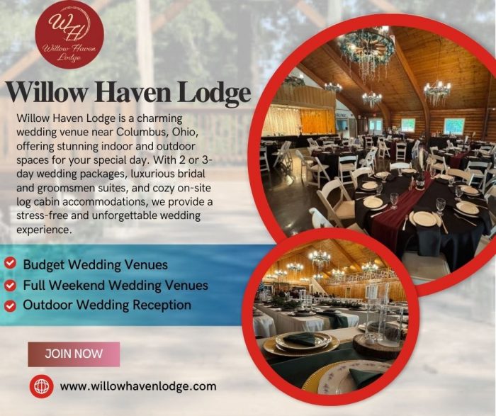 Unique Wedding Reception Venues at Willow Haven Lodge