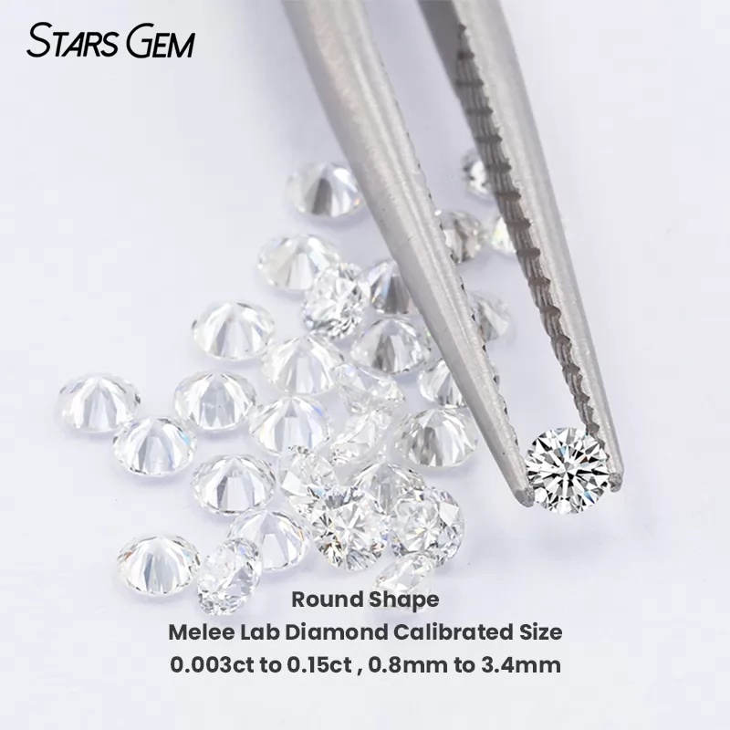Melee Diamond 0.003ct to 0.15ct ( 0.8mm to 3.4mm ) Round Brilliant Cut HPHT Lab Grown Diamond