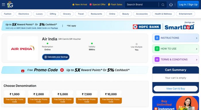 Air India Travel Gift Vouchers for Memorable Journeys