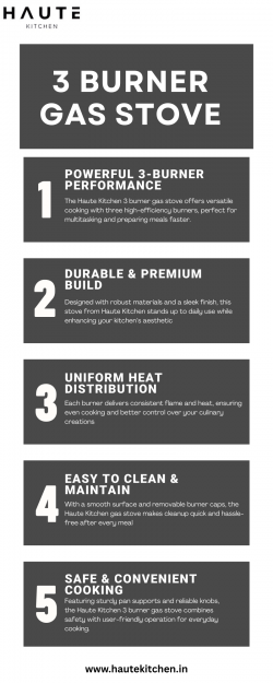 Haute Kitchen – Efficient 3 Burner Gas Stove for Modern Kitchens
