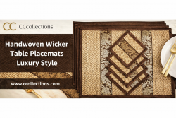 Handwoven Wicker Table Placemats Luxury Style with Silk Trim
