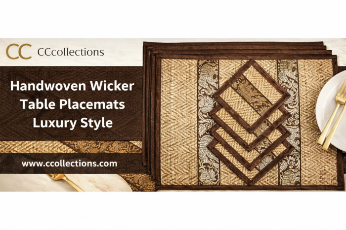 Handwoven Wicker Table Placemats Luxury Style with Silk Trim