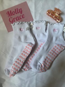 Custom Initial Grip Socks with Pink Bow – Cute & Personalized Style