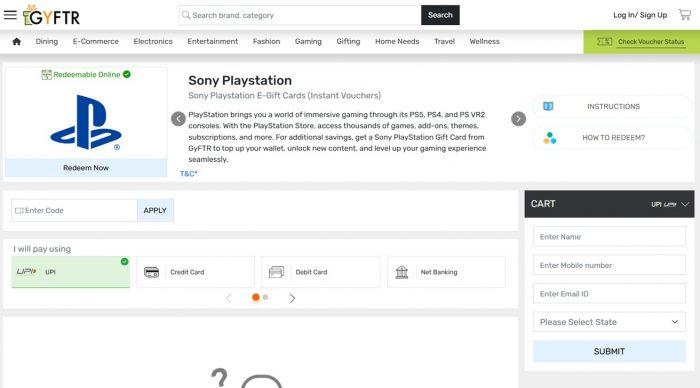 Sony PlayStation E Gift Card & Gift Voucher Online