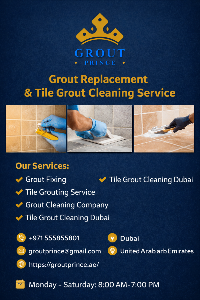 Professional Grout Fixing & Tile Grout Cleaning Services in Dubai | Grout Prince