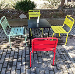 Durable Folding Metal Frame Modern Bistro Garden Set