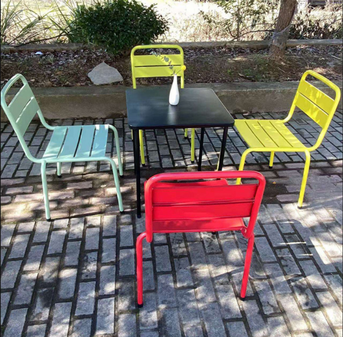 Durable Folding Metal Frame Modern Bistro Garden Set