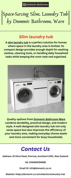 Space-Saving Slim Laundry Tub by Domenic Bathroom Ware