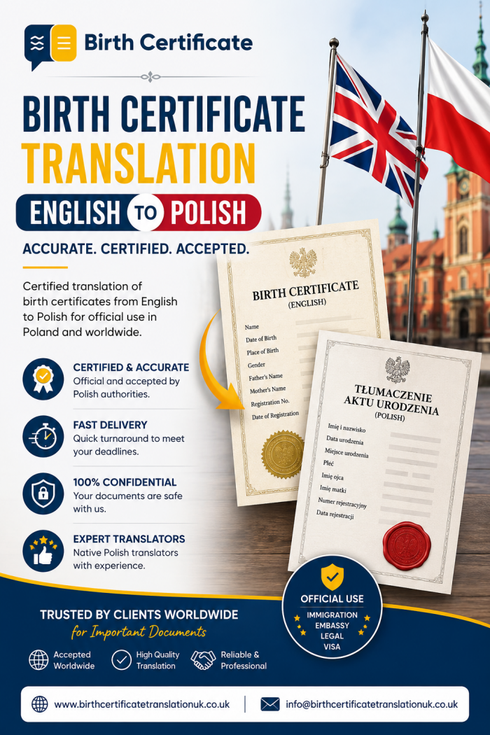 Birth Certificate Translation English to Polish