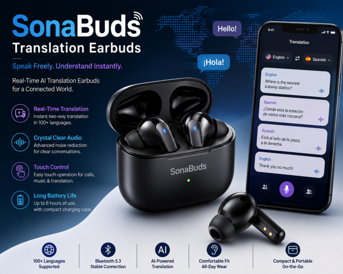 SonaBuds Intelligent Translator Earbuds for Seamless Conversations Anywhere