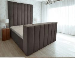 Modern Brown Upholstered TV Bed in a Luxury Bedroom