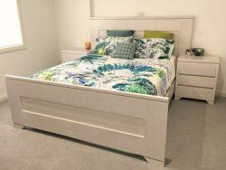 Modern White Wooden Bed Frame for Bright Bedroom Inspiration