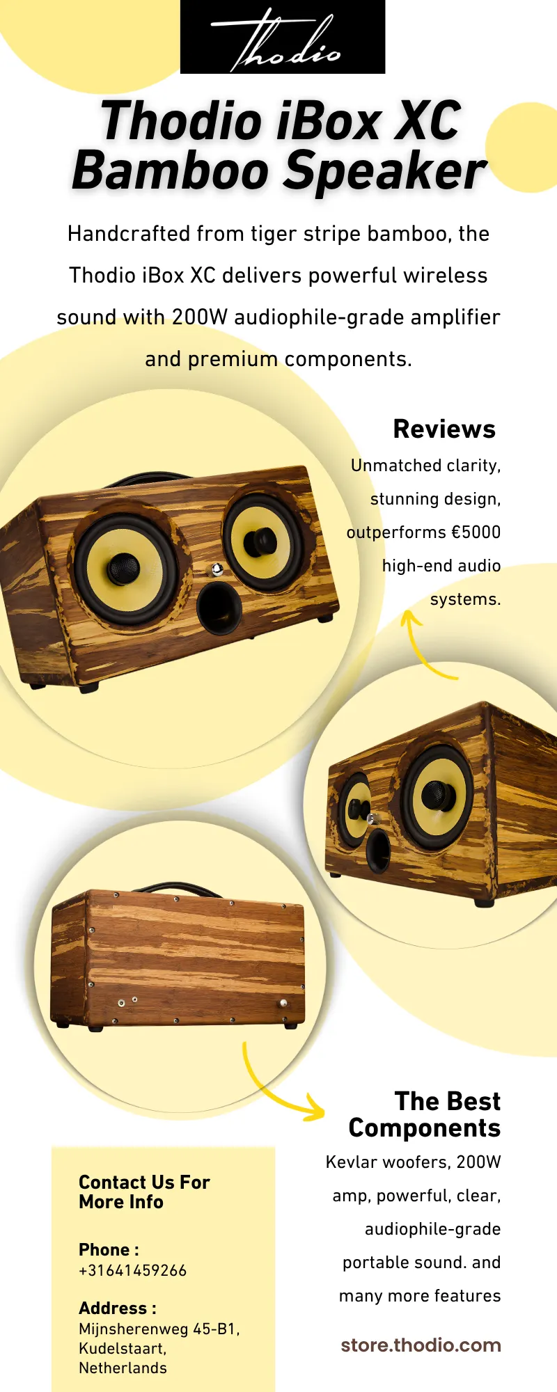 Thodio iBox XC Bamboo Speaker Premium Sound Crafted from Natural Bamboo