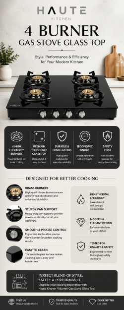 4 Burner Gas Stove Glass Top – Premium Cooking Solutions by Haute Kitchen
