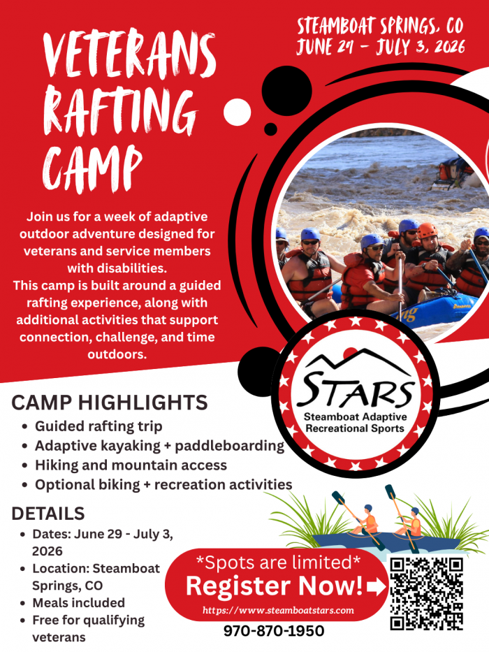 Veteran Rafting Camp Starts June 29 — July 3