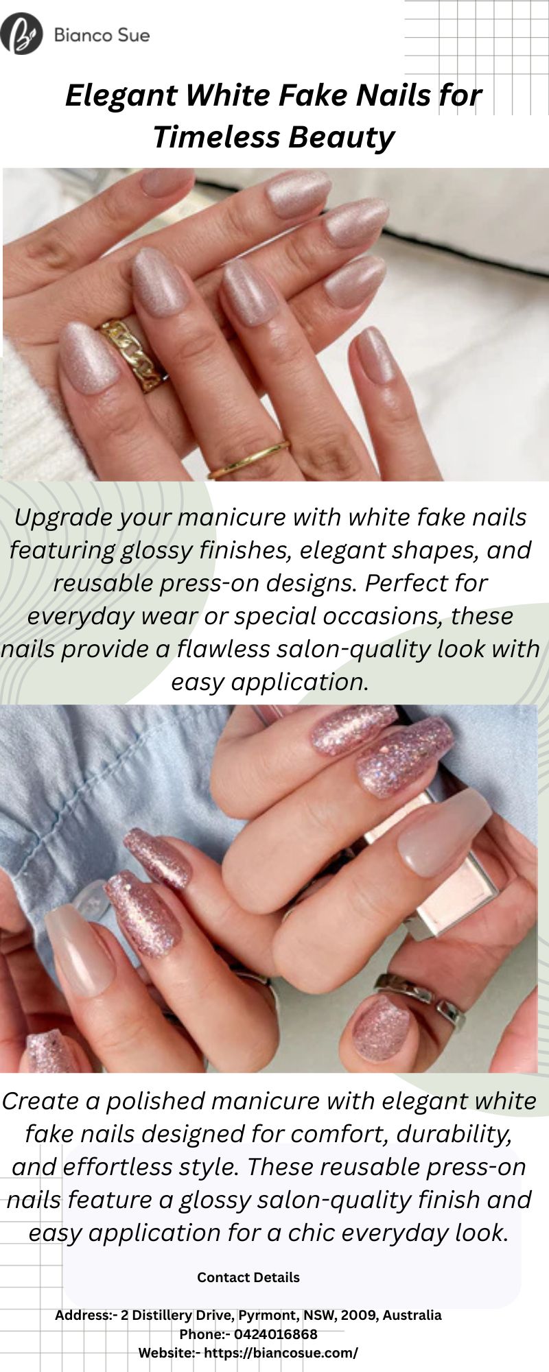 Glossy White Fake Nails for a Modern Manicure