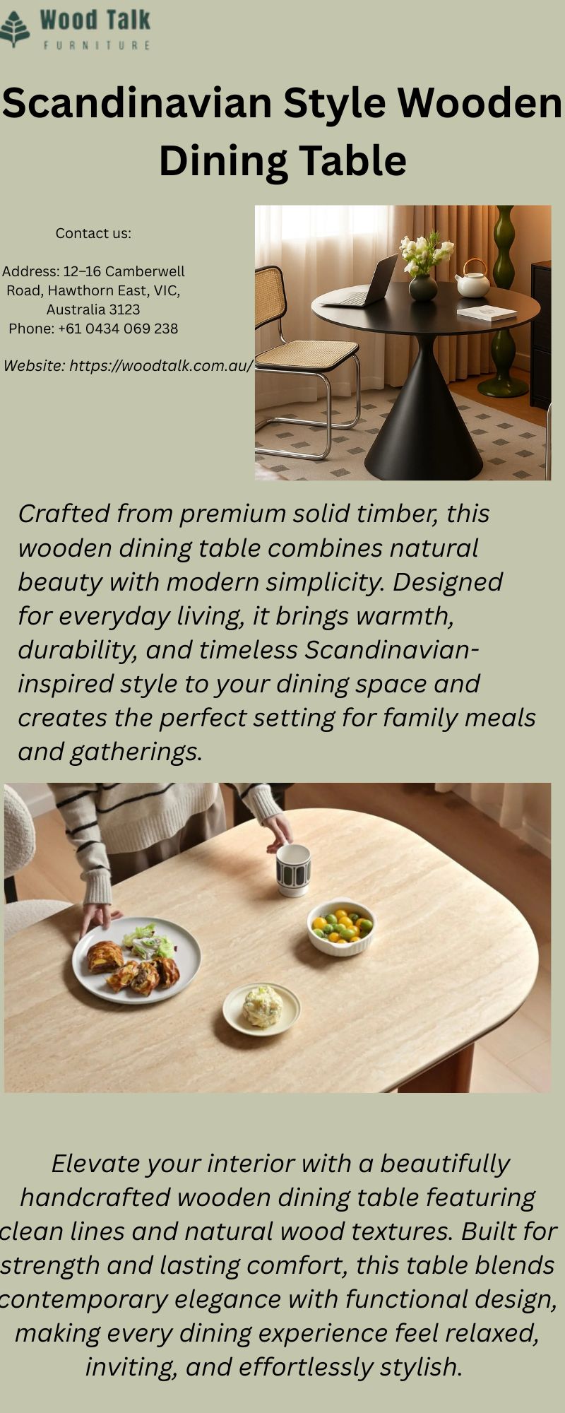 Scandinavian Style Wooden Dining Table