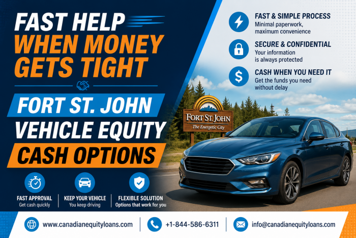 Fast Help When Money Gets Tight Fort St. John Vehicle Equity Cash Options