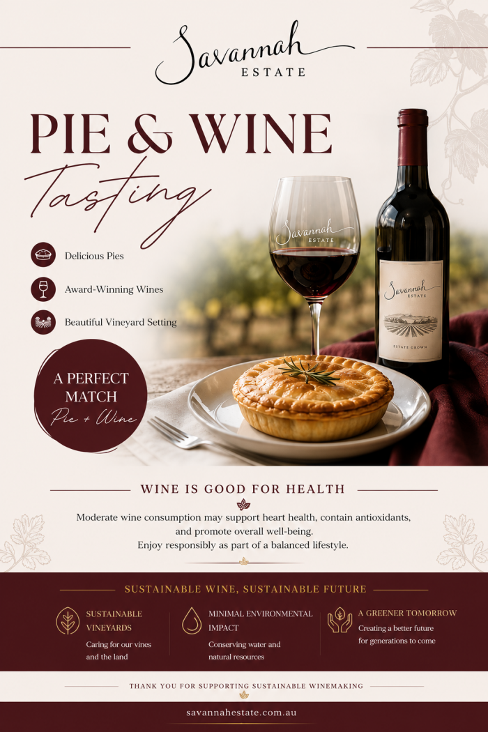 Savannah Estate Pie and Wine Tasting | Premium Hunter Valley Wine Experience