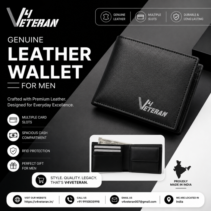 Premium Genuine Leather Wallet for Men – Built with Veteran Pride