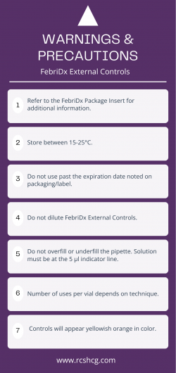 FebriDx External Controls: Important Warnings and Precautions