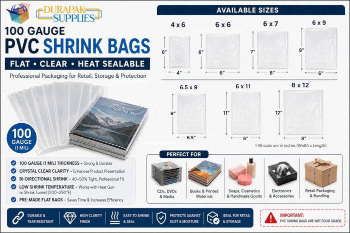 100 Gauge PVC Shrink Bags – Clear, Durable & Heat Sealable Packaging Solutions