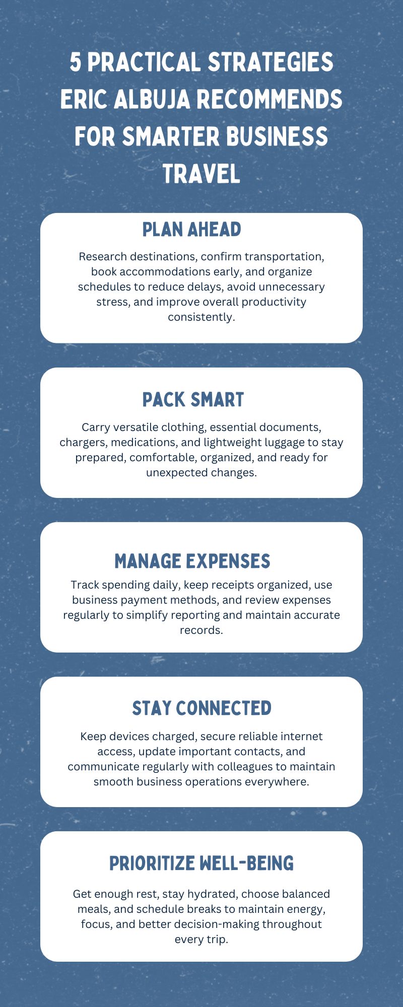 5 Practical Strategies Eric Albuja Recommends for Smarter Business Travel