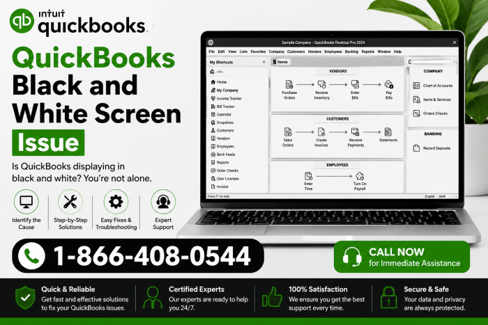 Resolve the QuickBooks Black and White Screen Issue