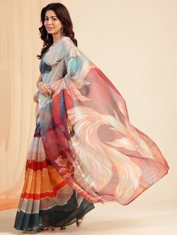 Tidal Grace Multicolour Liva Silk Blend Saree navyasa