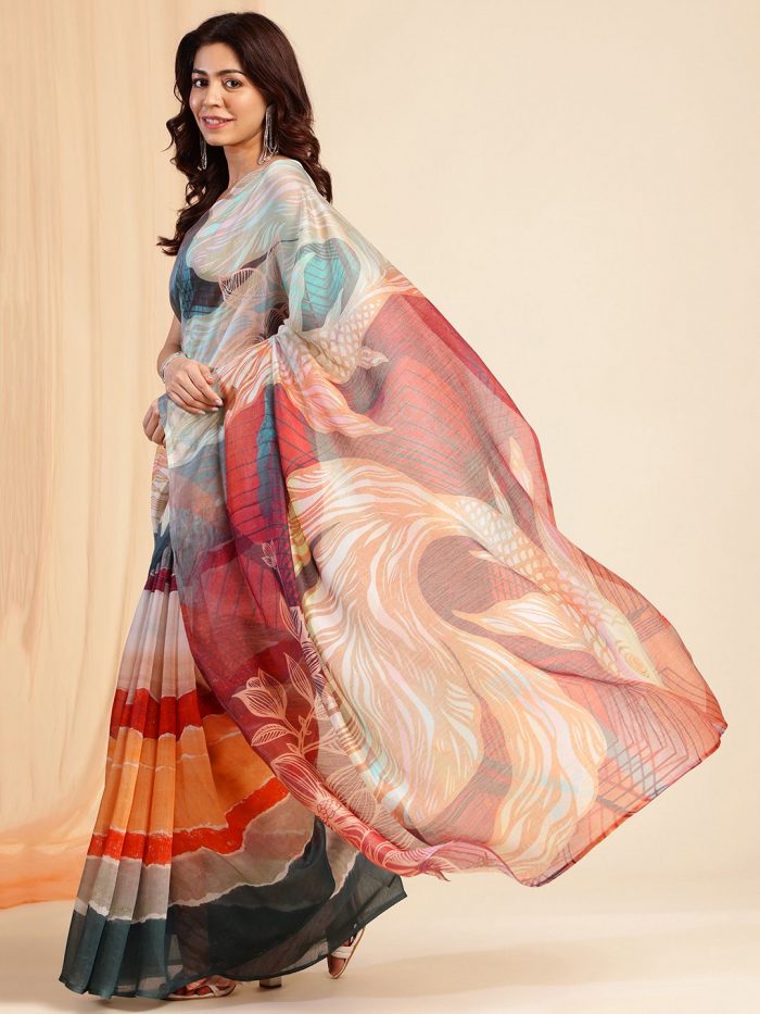 Tidal Grace Multicolour Liva Silk Blend Saree navyasa