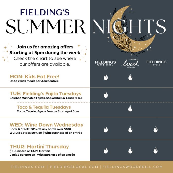 Fielding’s Summer Nights: Delicious Offers, Great Drinks & Weeknight Dining Specials