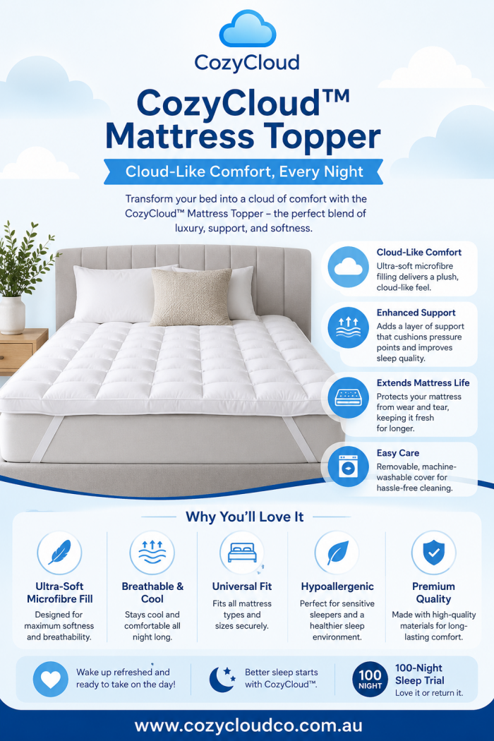 CozyCloud™ Mattress Topper: Experience Cloud-Like Comfort Every Night