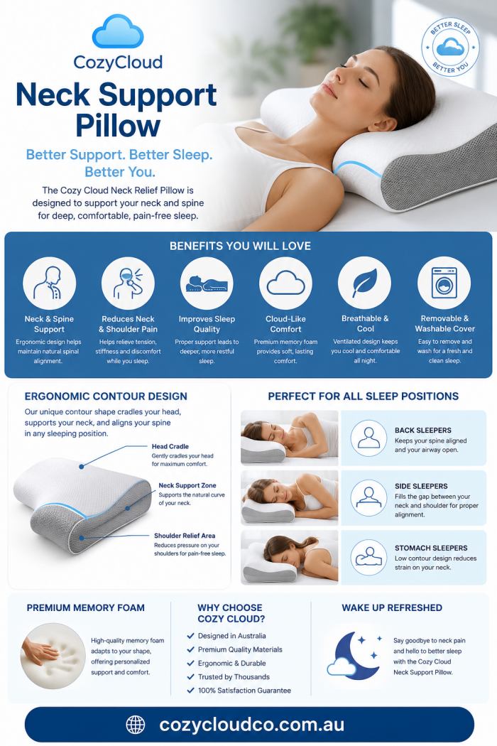 Neck Support Pillow Australia: Experience Better Sleep with the Cozy Cloud Memory Foam Pillow