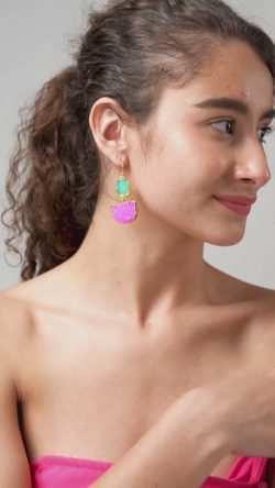 Shop Handcrafted Pink Druzy Earrings in India, Elegant Statement Jewellery by Jiaara Jewellery