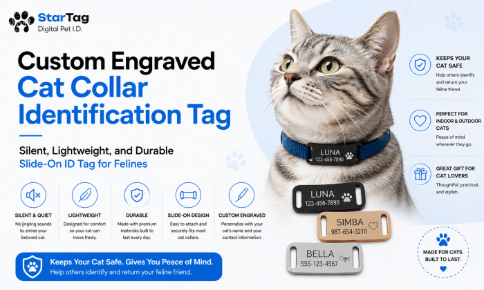 Custom Engraved Cat Collar Identification Tag – Silent, Lightweight, and Durable Slide-On ID Tag ...