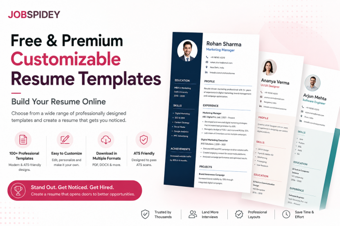 Free & Premium Customizable Resume Templates | Build Your Resume Online