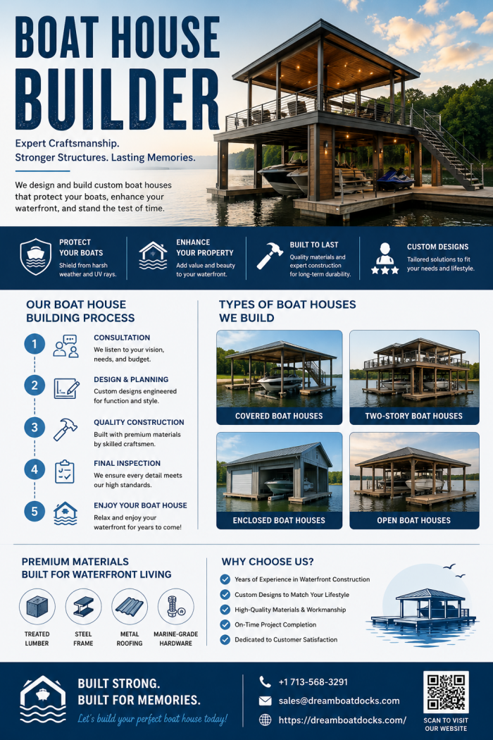 Custom Boat House Builder for Residential Waterfront Properties