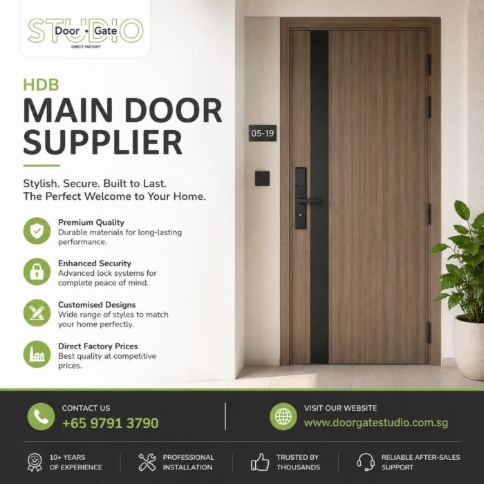 HDB Main Door Supplier Singapore | Stylish, Secure & Durable Doors