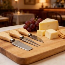 4 pcs Oak Wood Cheese Knife Set with Cheese Board